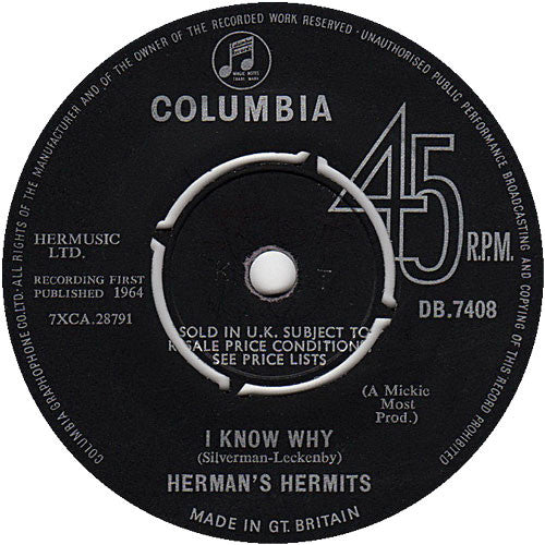 Herman's Hermits : Show Me Girl / I Know Why (7", Single, KT )