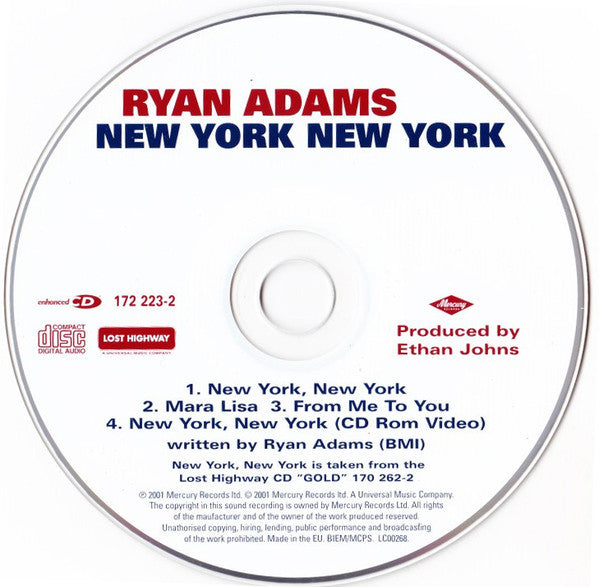 Ryan Adams : New York New York (CD, Single, Enh)