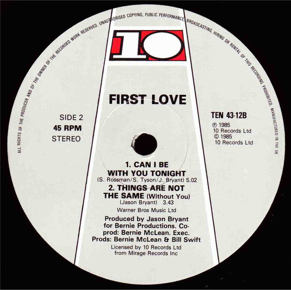 First Love : Things Are Not The Same (Without You) (12")