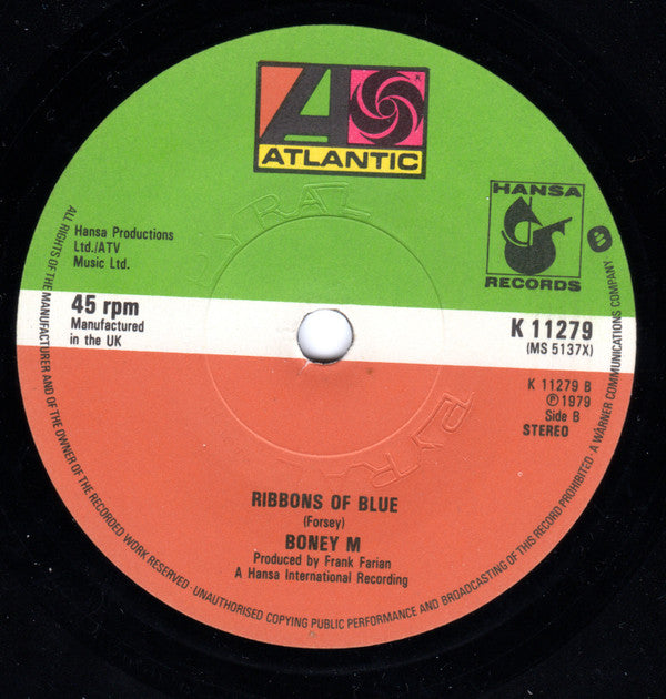 Boney M. : Hooray! Hooray! It's A Holi-Holiday (7", Sol)