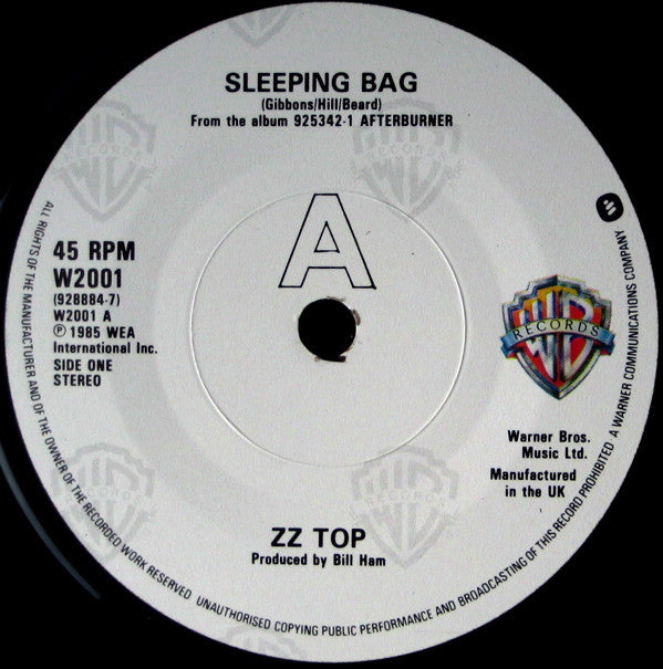 ZZ Top : Sleeping Bag (7", Single, PRS)