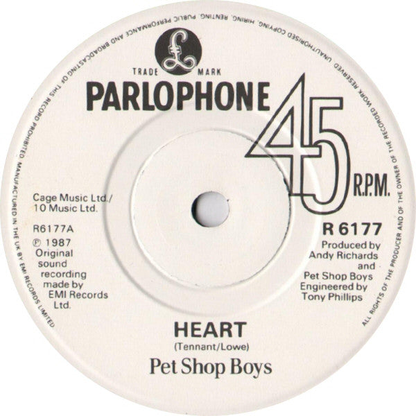 Pet Shop Boys : Heart (7", Single, Whi)