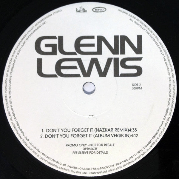 Glenn Lewis : Don't You Forget It (12", Promo)