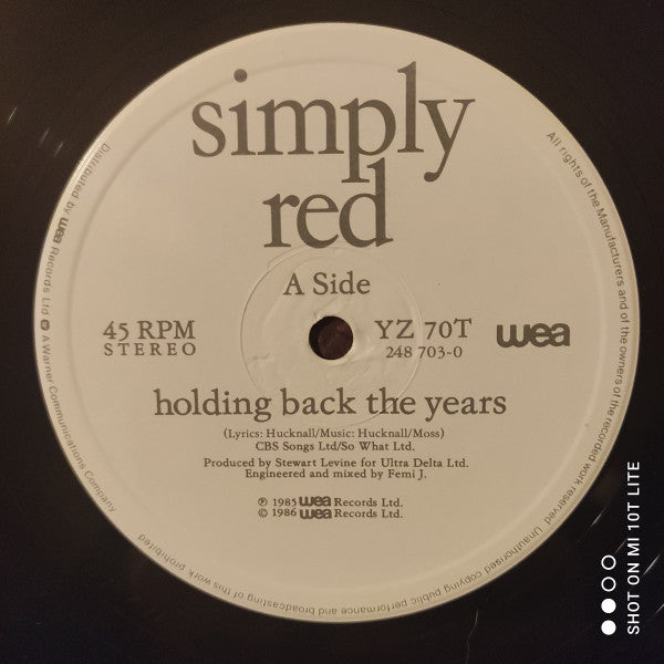 Simply Red : Holding Back The Years (12")