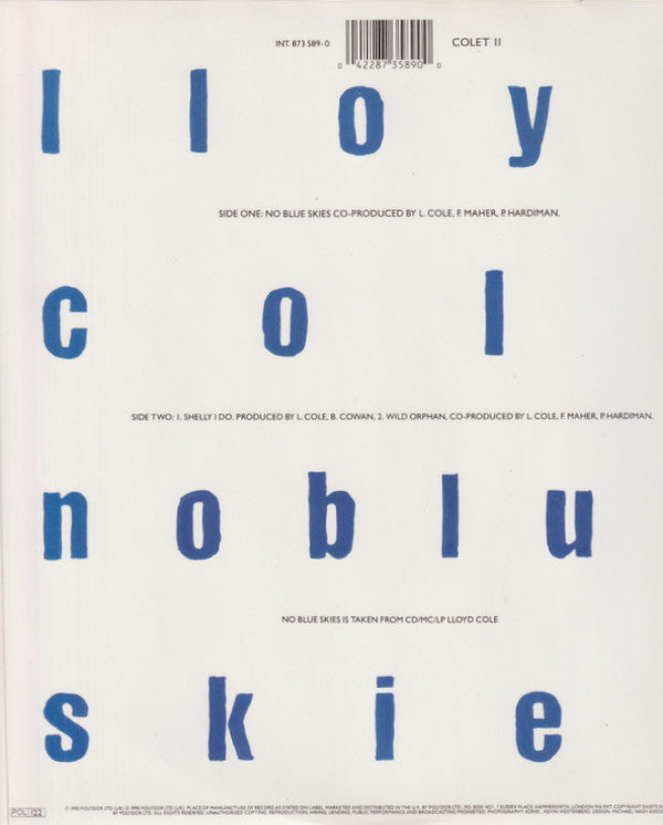 Lloyd Cole : No Blue Skies (10", Ltd, Num)
