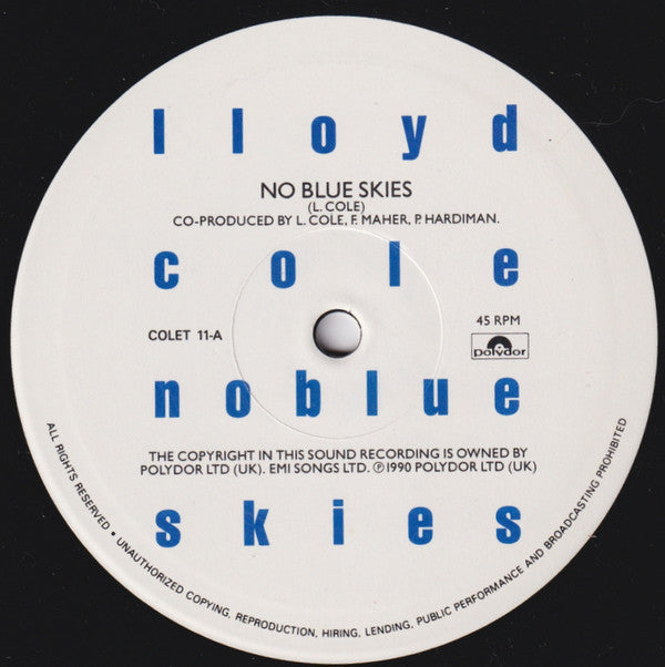 Lloyd Cole : No Blue Skies (10", Ltd, Num)