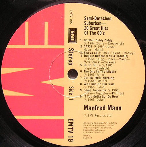 Manfred Mann : Semi-Detached Suburban (20 Great Hits Of The Sixties) (LP, Comp)