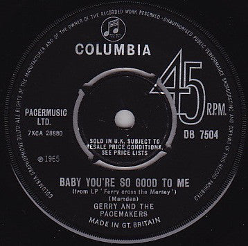 Gerry & The Pacemakers : I'll Be There (7", Single)