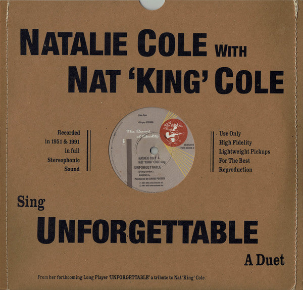 Natalie Cole With Nat 'King' Cole* : Unforgettable (10", Single)