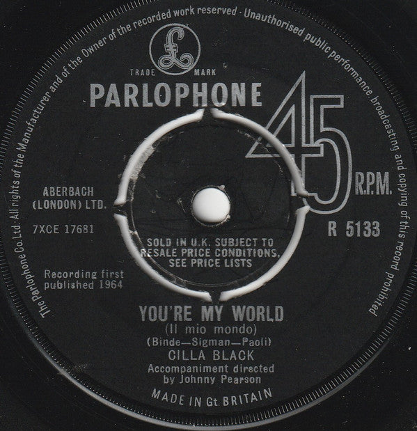 Cilla Black : You're My World (Il Mio Mondo) (7", Single)