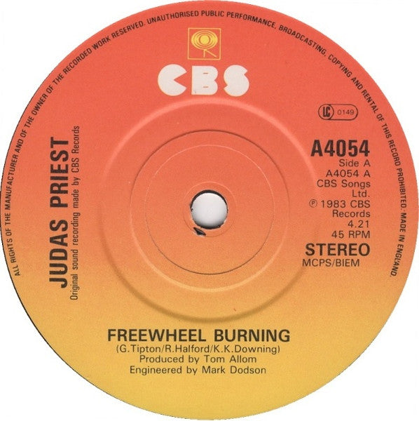 Judas Priest : Freewheel Burning (7", Single, Pap)