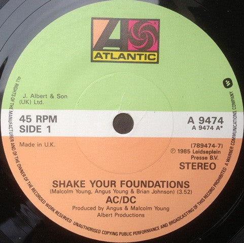 AC/DC : Shake Your Foundations (7", Single)