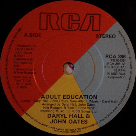 Daryl Hall & John Oates : Adult Education (7", Single)