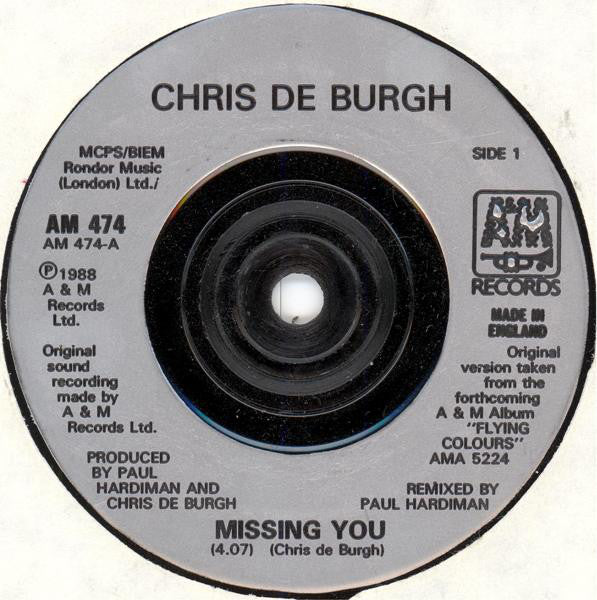 Chris de Burgh : Missing You (7", Single, Sil)