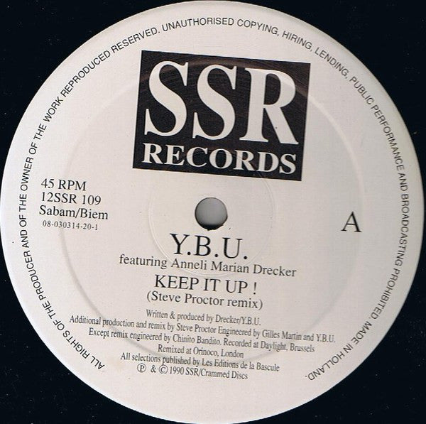 YBU Featuring Anneli Drecker : Keep It Up! (Steve Proctor Remix) (12")