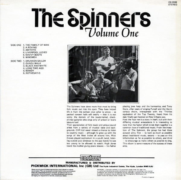 The Spinners : The Spinners - Volume One (LP, Comp, Whi)