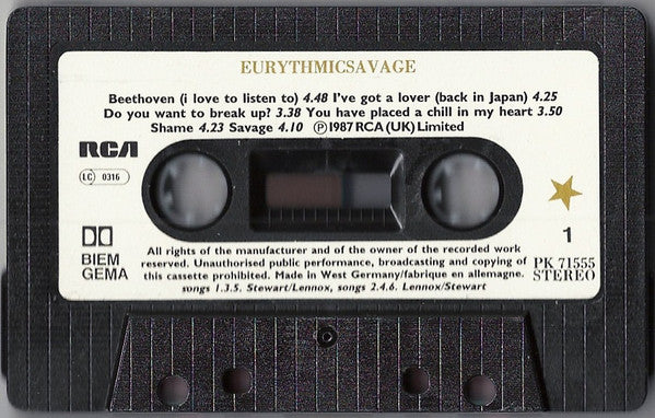 Eurythmics : Savage (Cass, Album)
