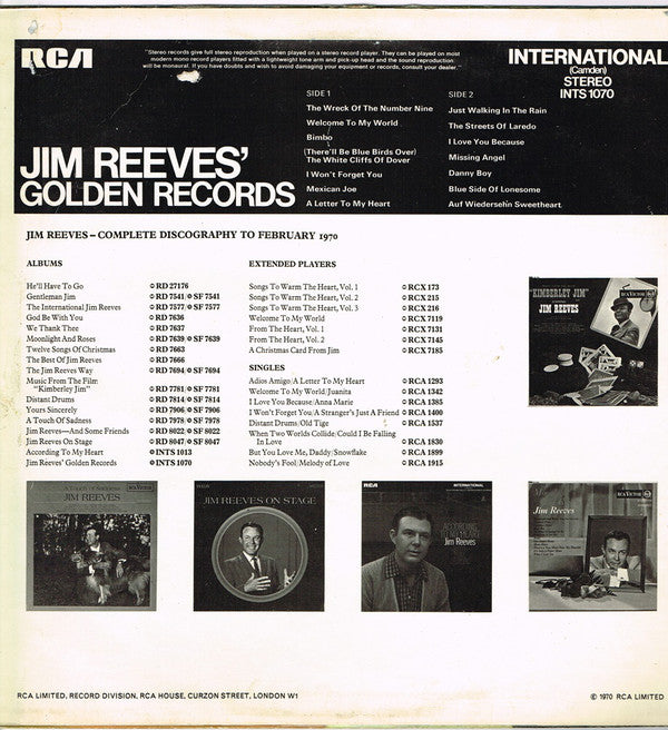 Jim Reeves : Jim Reeves' Golden Records (LP, Comp)
