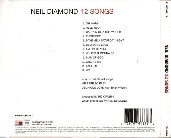 Neil Diamond : 12 Songs (CD, Album, Dig)