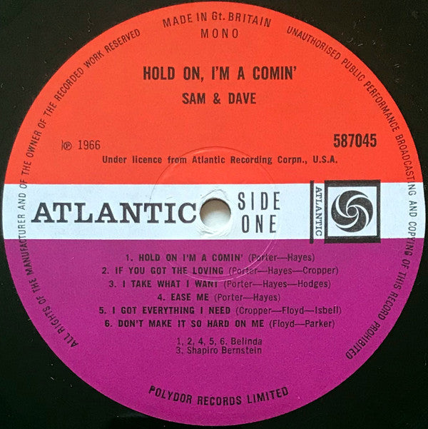 Sam & Dave : Hold On, I'm Comin' (LP, Album, Mono)