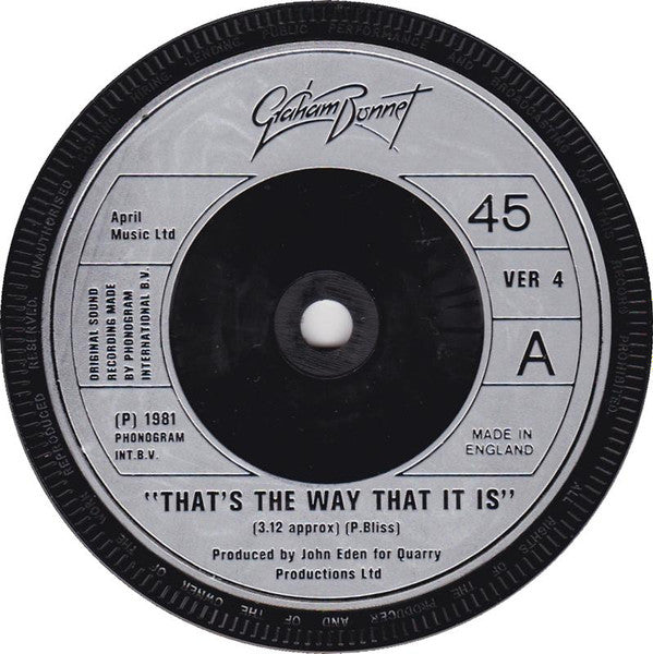 Graham Bonnet : That's The Way That It Is (7", Single)