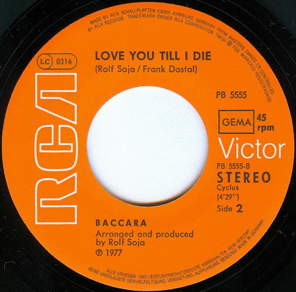 Baccara : Sorry, I'm A Lady (7", Single)