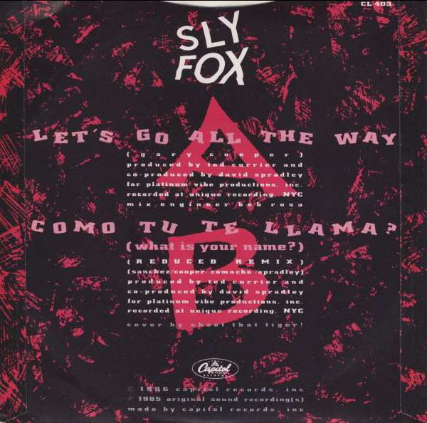 Sly Fox : Let's Go All The Way (7", Single, Pap)