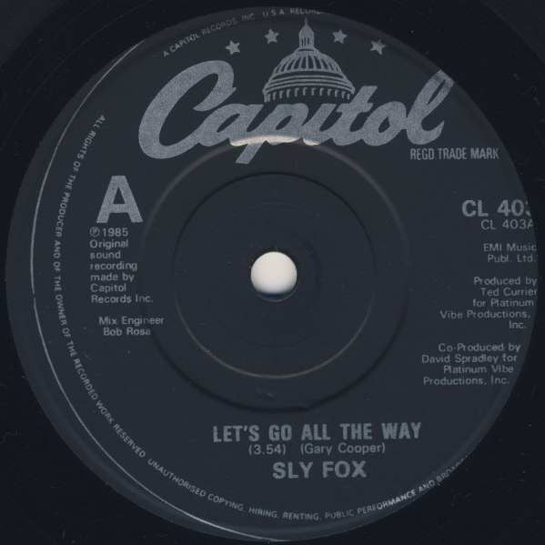 Sly Fox : Let's Go All The Way (7", Single, Pap)