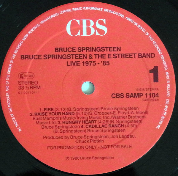 Bruce Springsteen & The E-Street Band : Live/1975-85 (LP, Comp, Promo)