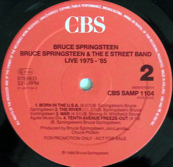 Bruce Springsteen & The E-Street Band : Live/1975-85 (LP, Comp, Promo)