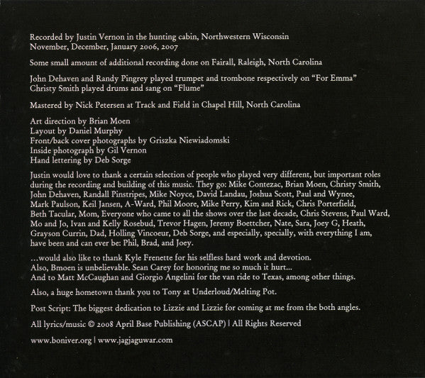 Bon Iver : For Emma, Forever Ago (CD, Album, RP, Tri)