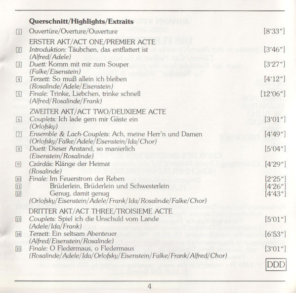 Placido Domingo Conducts Johann Strauss Jr. : Die Fledermaus - Highlights (CD, Album)