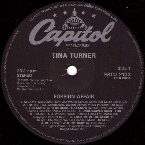Tina Turner : Foreign Affair (LP, Album, Gat)