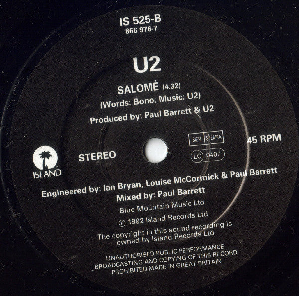 U2 : Even Better Than The Real Thing (7", Single)