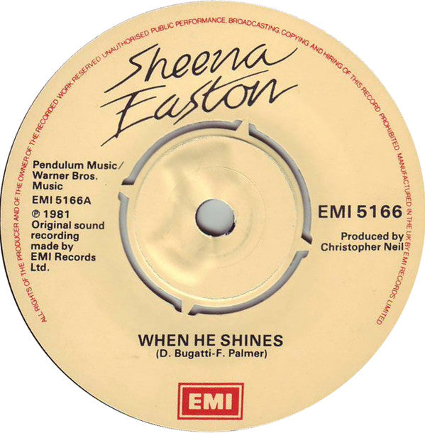 Sheena Easton : When He Shines (7", Single)