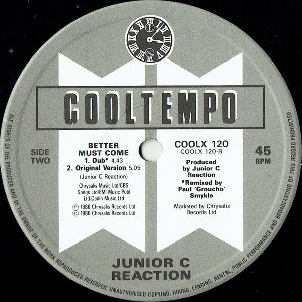 Junior C. Reaction : Better Must Come (12")