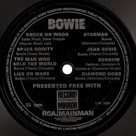 Bowie* : The Record Mirror Flexi Disc (Flexi, 7", S/Sided)