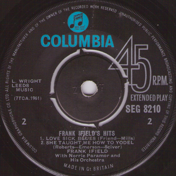 Frank Ifield : Frank Ifield's Hits (7", EP, Mono)