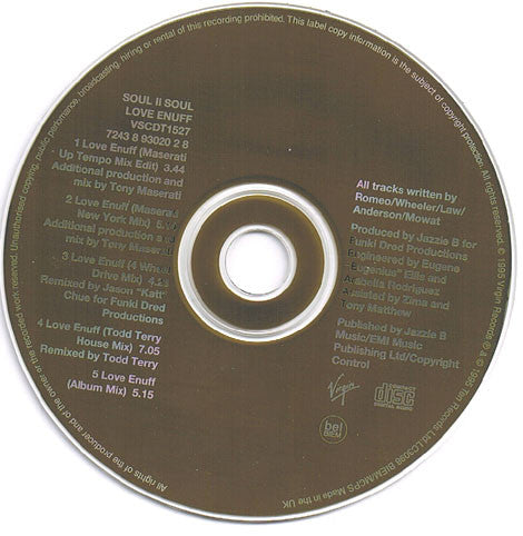 Soul II Soul : Love Enuff (CD, Single)