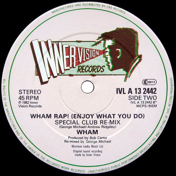 Wham! : Wham Rap! (Enjoy What You Do) (Special U.S. Re-Mix) (12", Single)