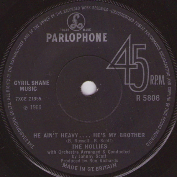 The Hollies : He Ain't Heavy .... He's My Brother (7", Single, Sol)