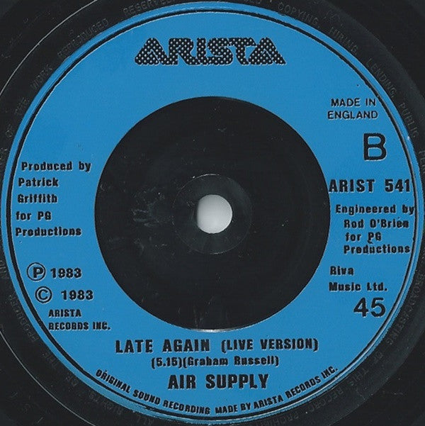 Air Supply : Making Love Out Of Nothing At All (7", Pic)