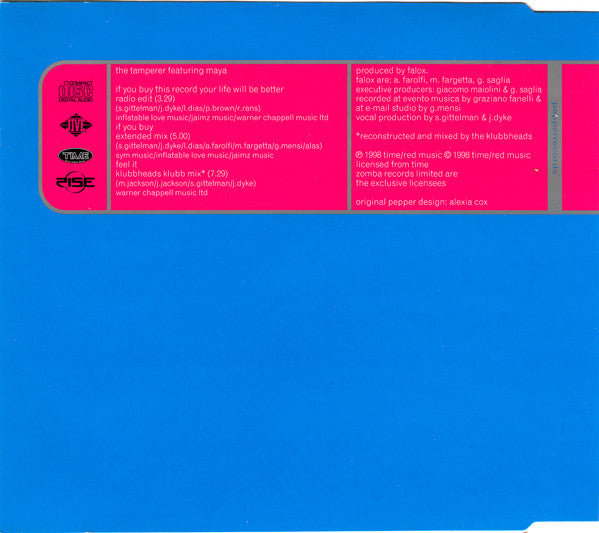 The Tamperer Featuring Maya : If You Buy This Record Your Life Will Be Better (CD, Single)