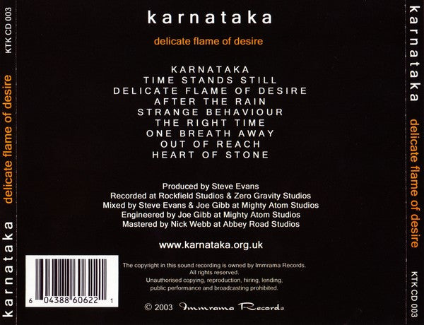 Karnataka : Delicate Flame Of Desire (CD, Album)