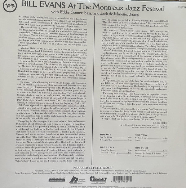 Bill Evans : At The Montreux Jazz Festival (2xLP, Album, RE, RM, 180)