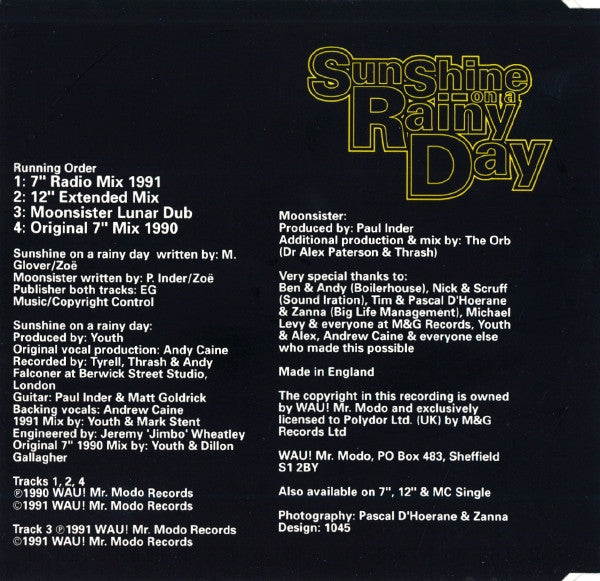 Zoë : Sunshine On A Rainy Day (CD, Maxi)