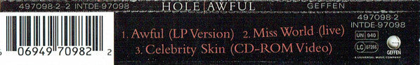 Hole (2) : Awful (CD, Single, Enh)