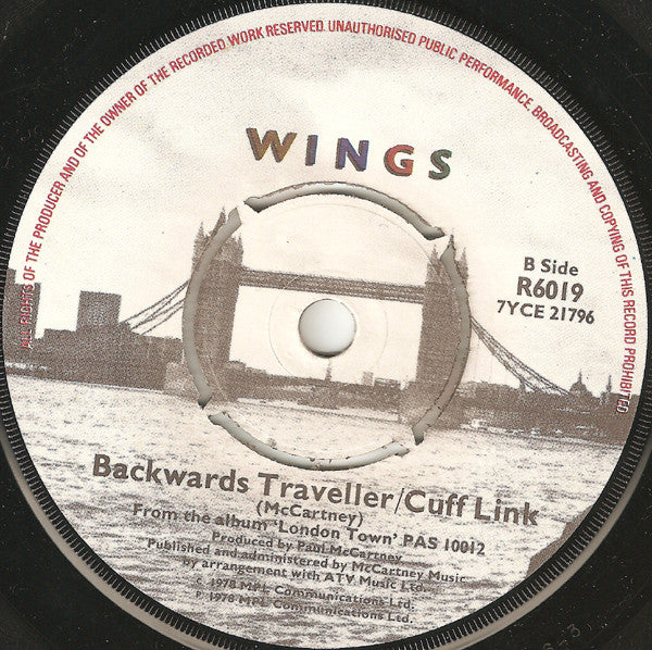 Wings (2) : With A Little Luck (7", Single, Kno)