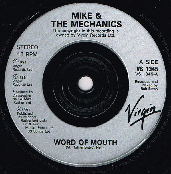 Mike & The Mechanics : Word Of Mouth (7", Single, Inj)