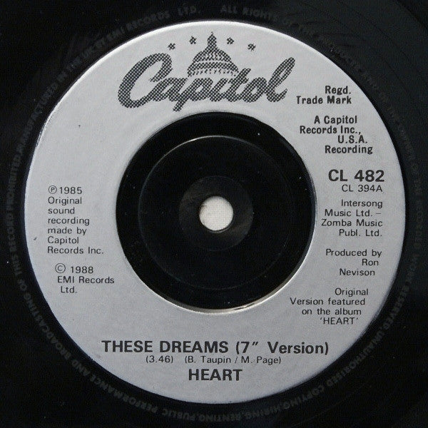 Heart : Never / These Dreams (7", Single, Sil)